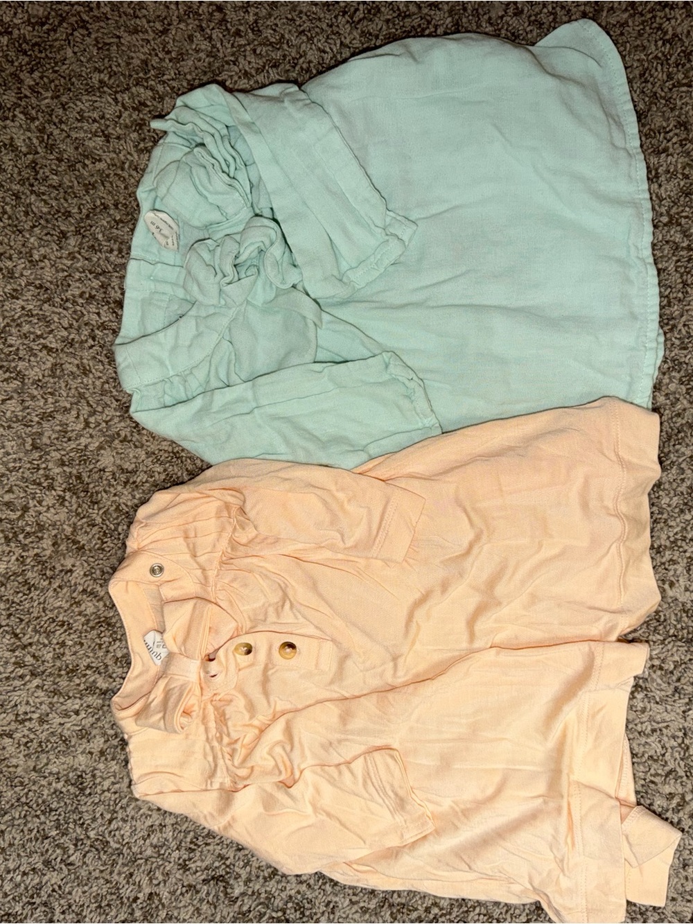 Quinn Girls' Ruffle Neck Tops - Mint and Peach